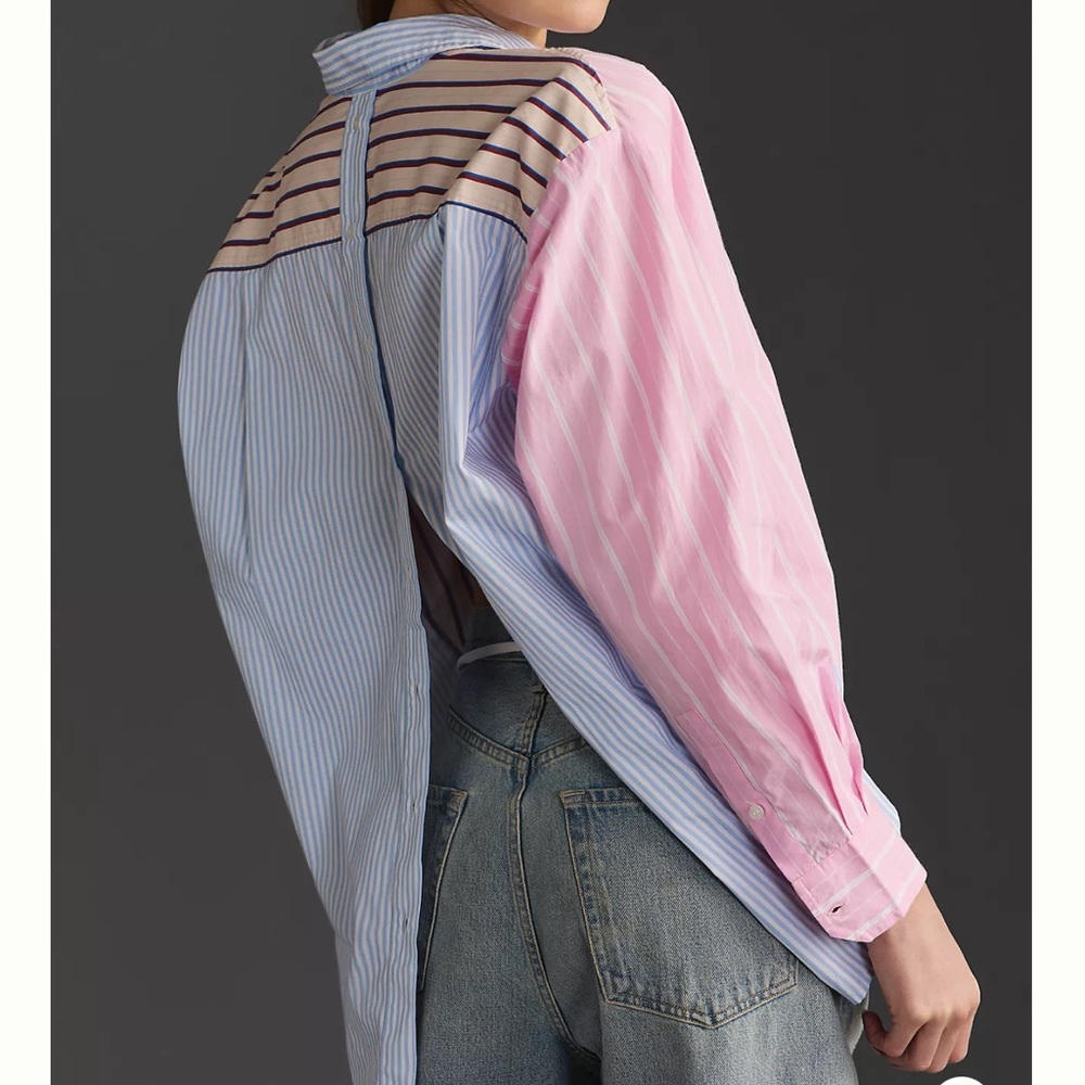 Essentiel Antwerp Famille Striped Buttondown Shirt Size XS Sold at Anthropologie - Picture 6 of 13